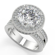 Norah Split Shank Pave Halo Round Cut Diamond Engagement Ring - Nivetta